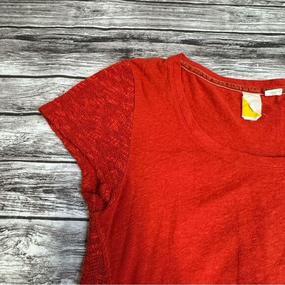 Anthropologie Knit Jersey Pocket Tee Orange Red Casual Top Women’s M - Picture 4 of 13